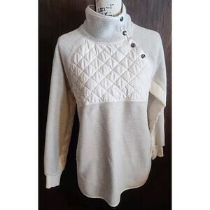 Abercrombie & Fitch Asymmetrical Snap jacket Fleece womens medium gray ivory